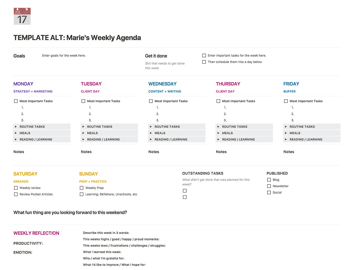 Weekly Agenda Template