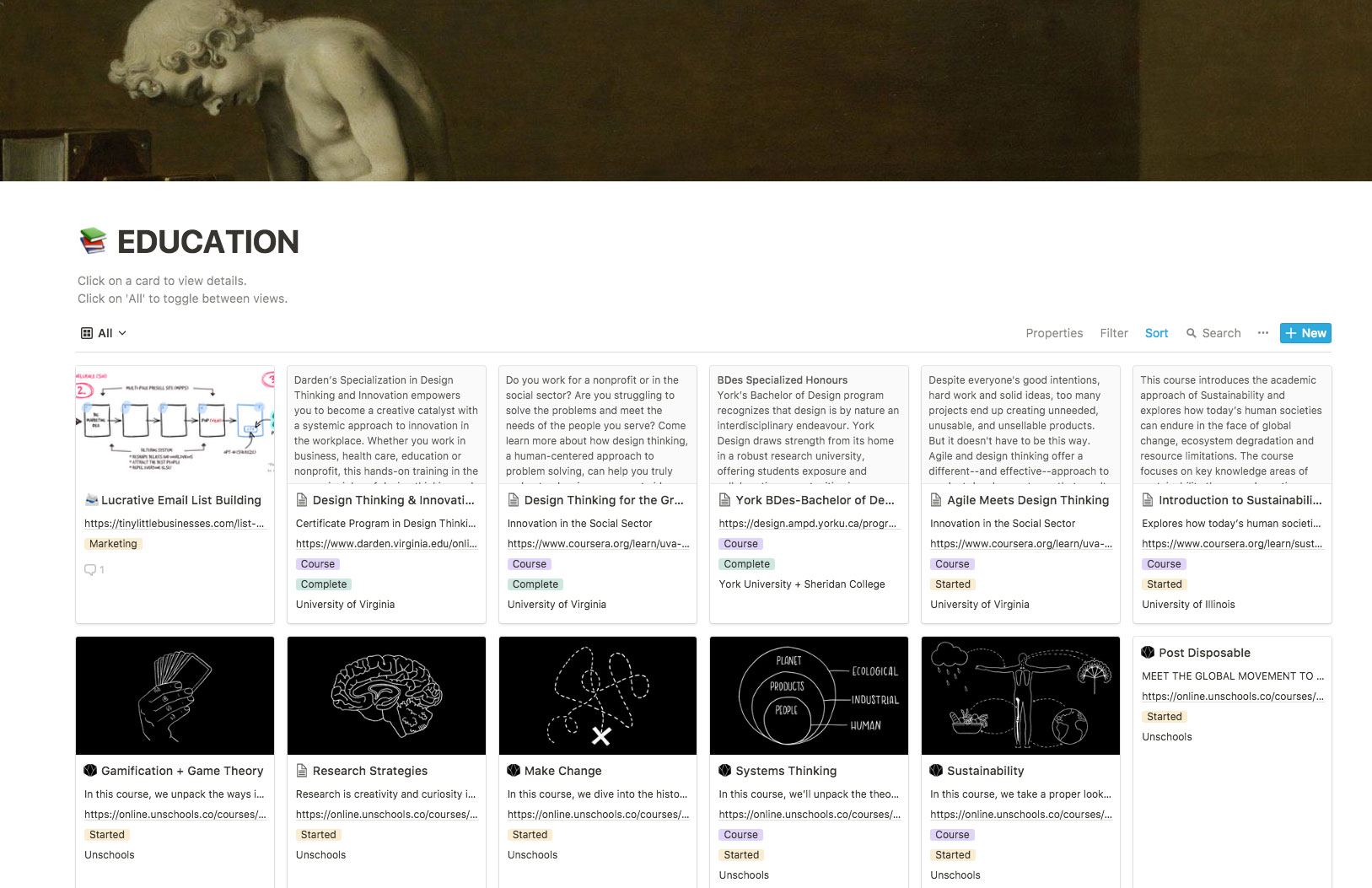Tracking educational resources on Notion